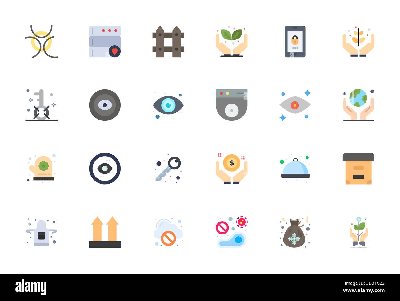 Handcrafted collection featuring 24 Flat vector icons for Protect ...