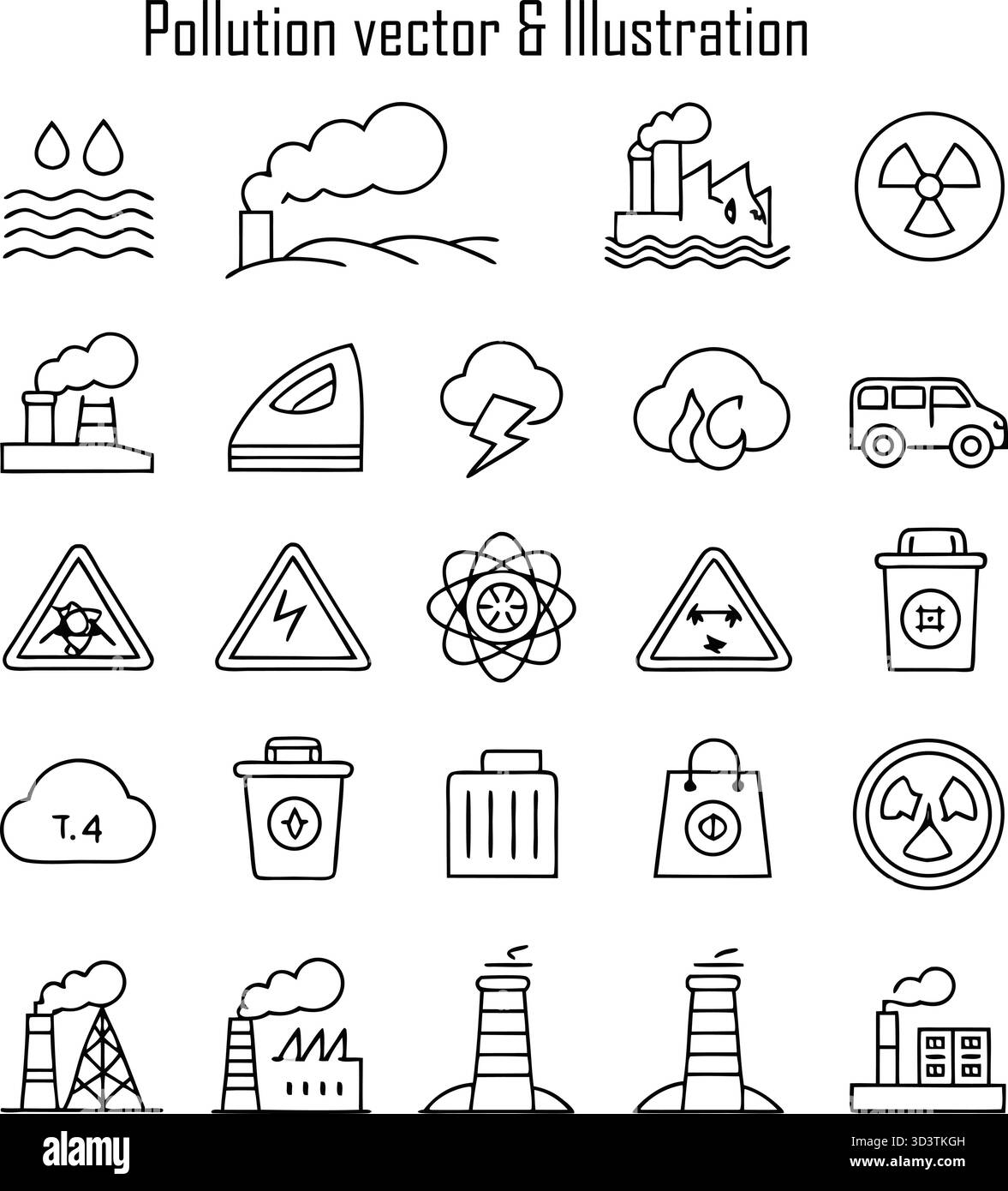 Pollution Icons Illustration for Environment, Climate Change, and Eco ...
