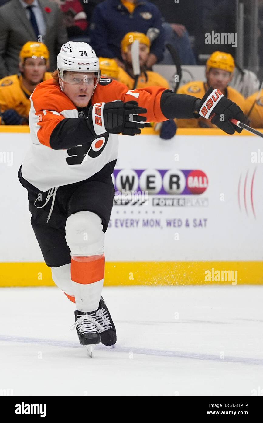 Philadelphia Flyers right wing Owen Tippett (74) plays during the first ...