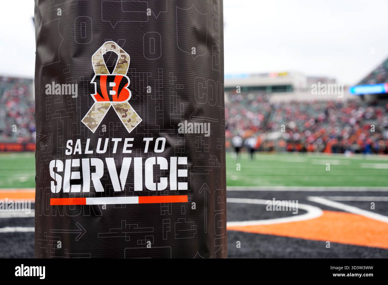 A field goal post is wrapped for Salute to Service during an NFL ...