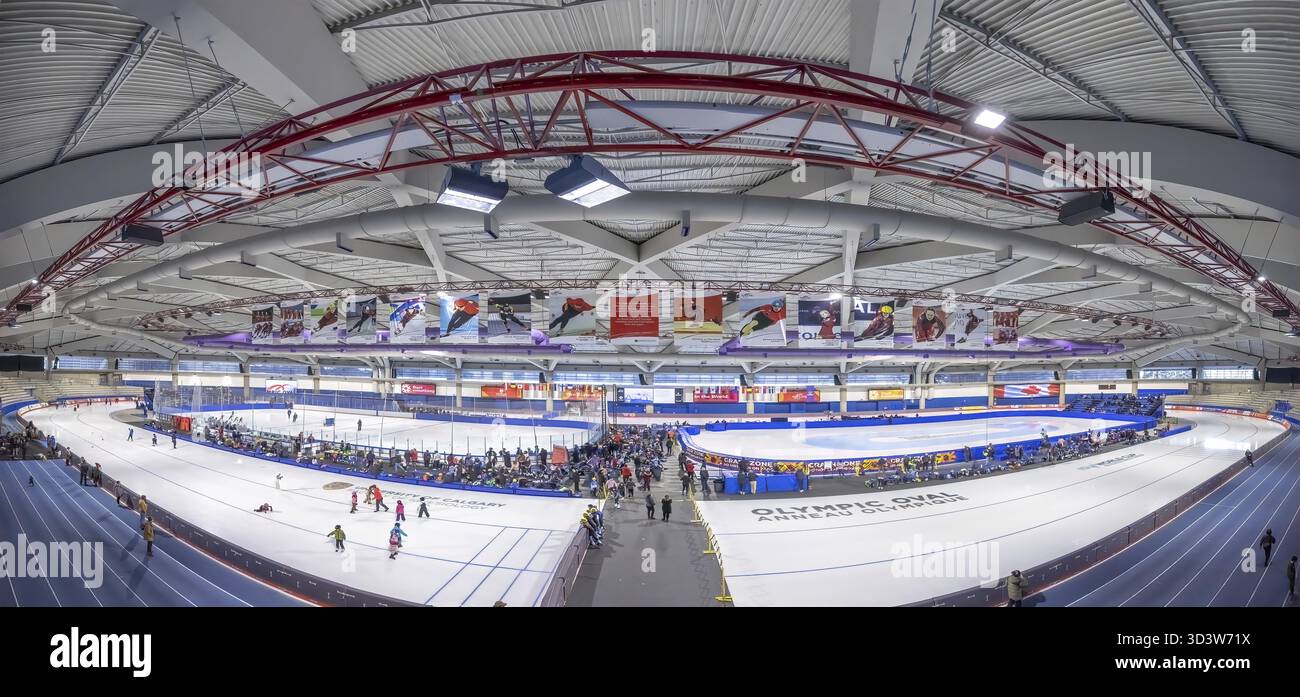 Calgary, Alberta, Canada. Feb 2, 2025. The olympic oval spacious indoor ...