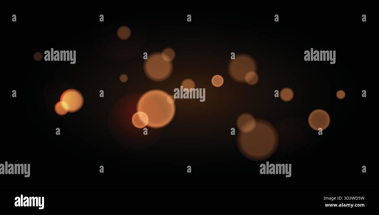 Abstract vector background with golden bokeh light effect on black Stock Vector
