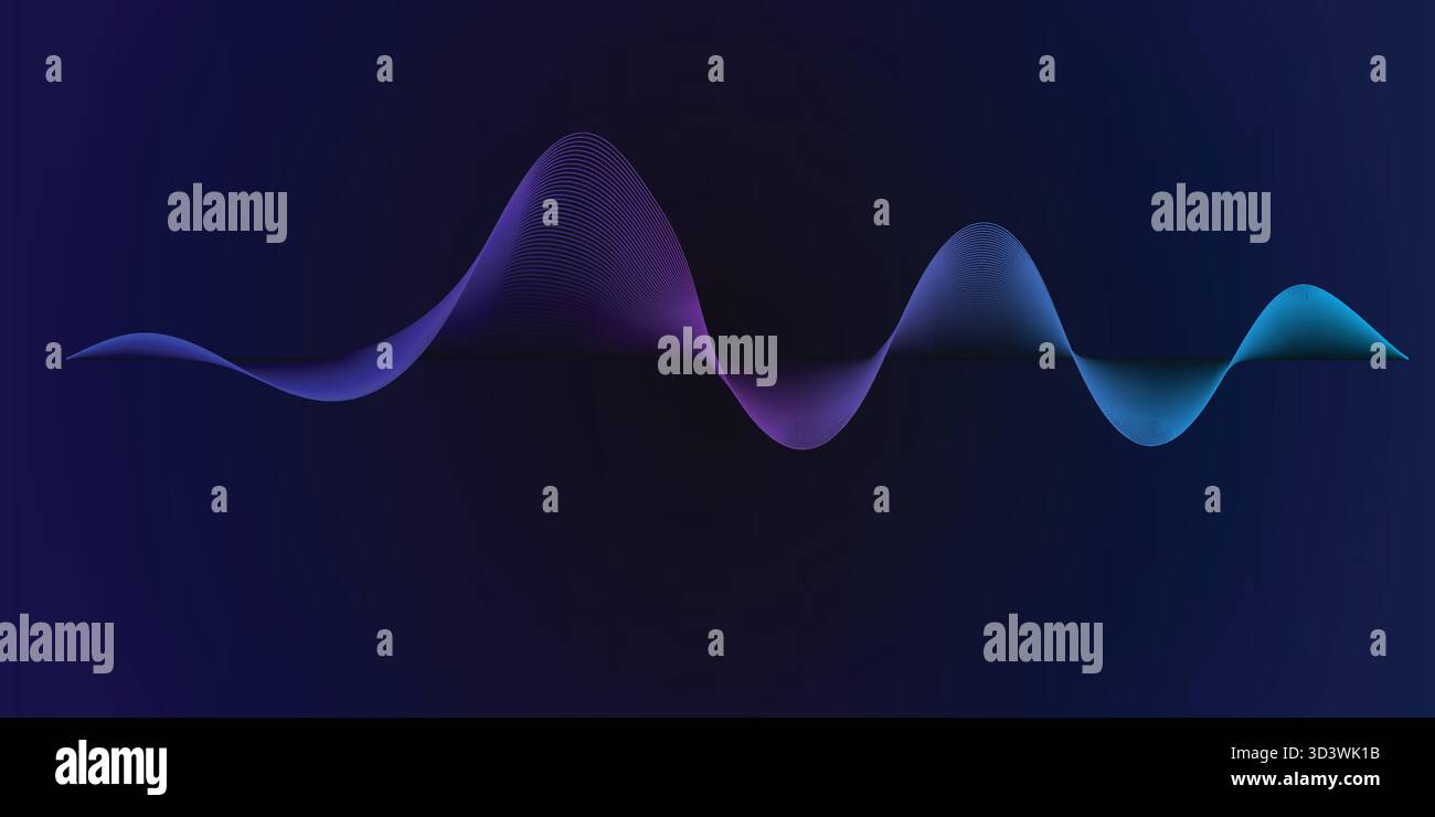 Abstract Colorful Waveform Shape on Dark Gradient Background Stock Vector