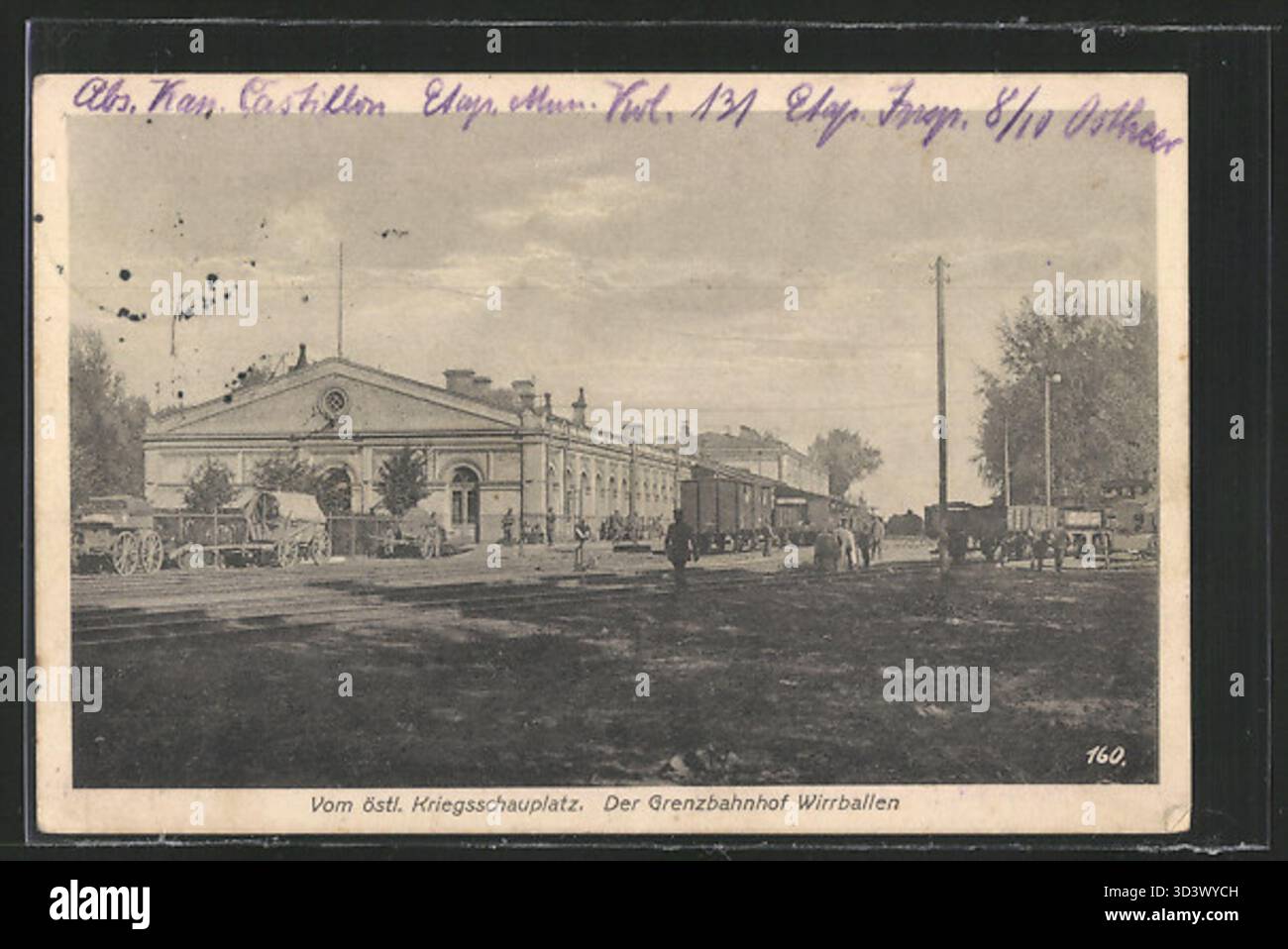 An early 20th-century photograph of the Kybartai train station in ...