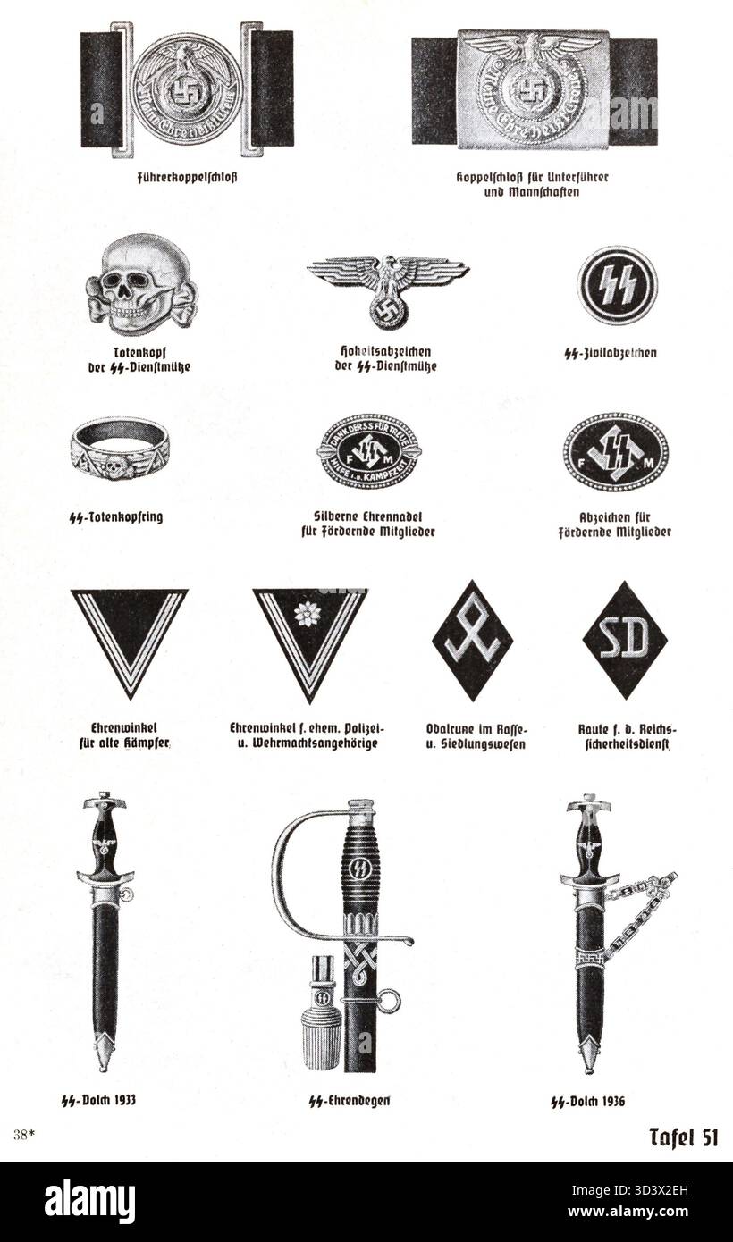 Plate from the 1943 Organisationsbuch der NSDAP showing Schutzstaffel ...