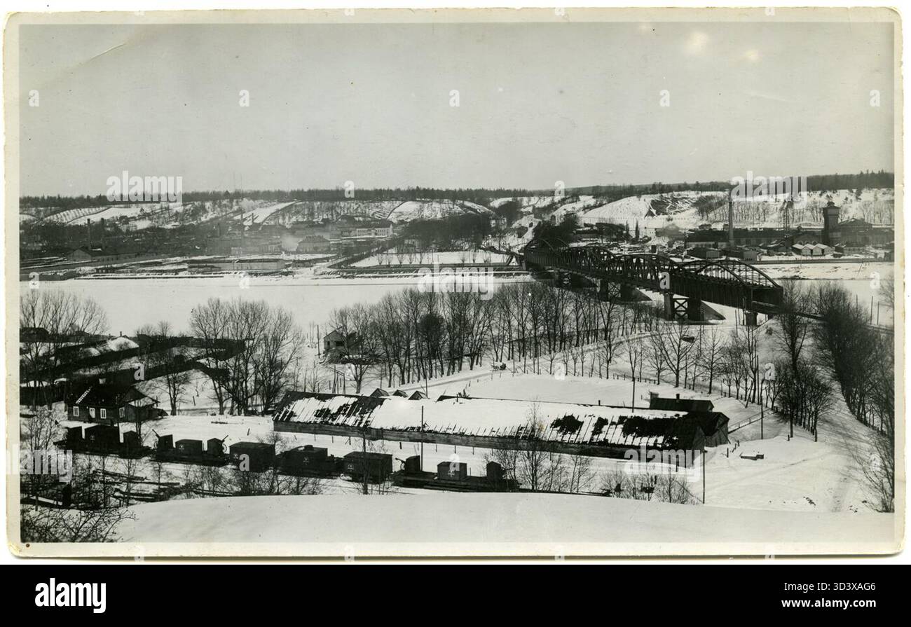Photograph of the Kaunas Railway Bridge, taken around 1930. The bridge ...