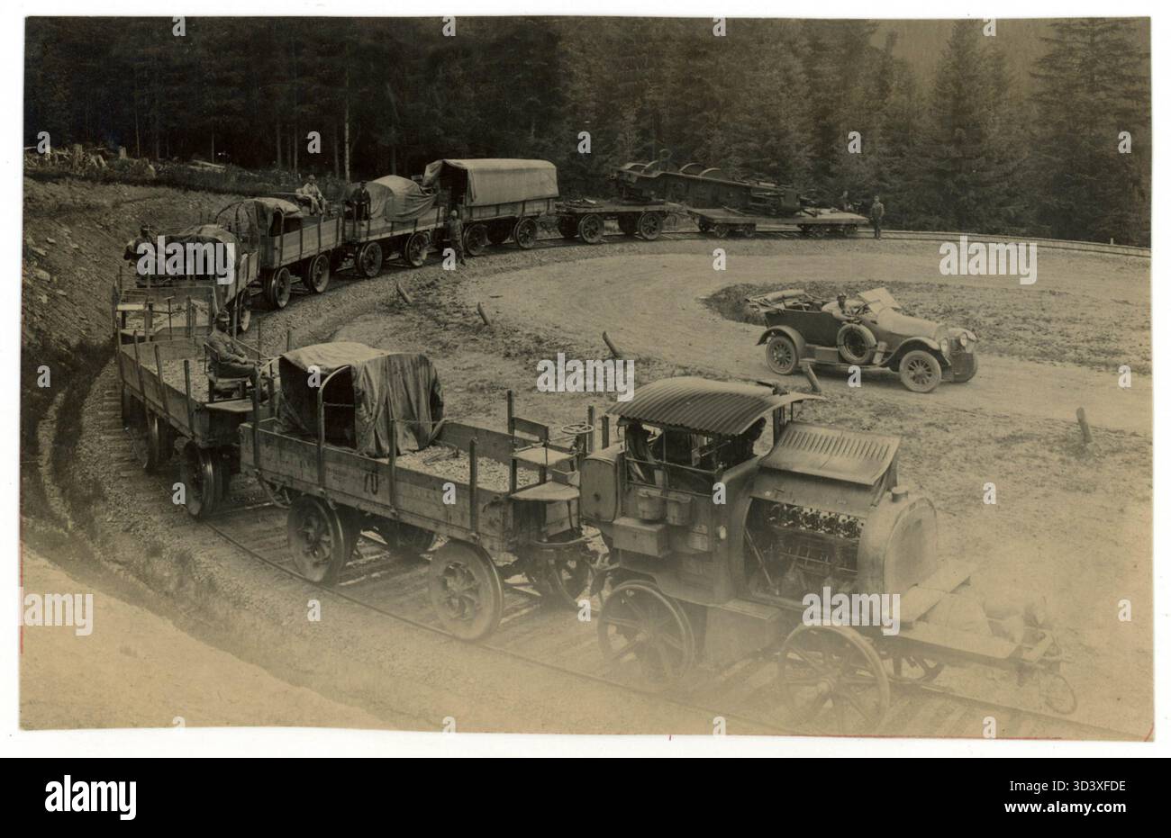A photo from around 1915-1917 showing an Austro-Daimler Landwehr train ...
