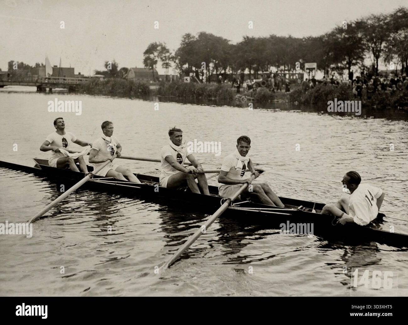 A rowing event from the 1928 Olympic Games in Amsterdam, featuring the ...