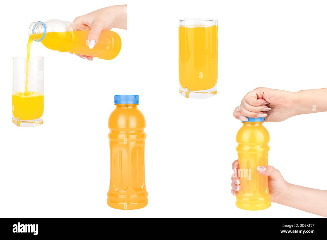 Orange juice set on white isolate background. Stock Photo