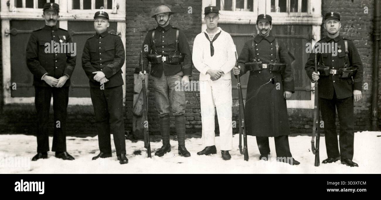 Dutch Marines in uniform in 1925. Their military attire is shown in ...