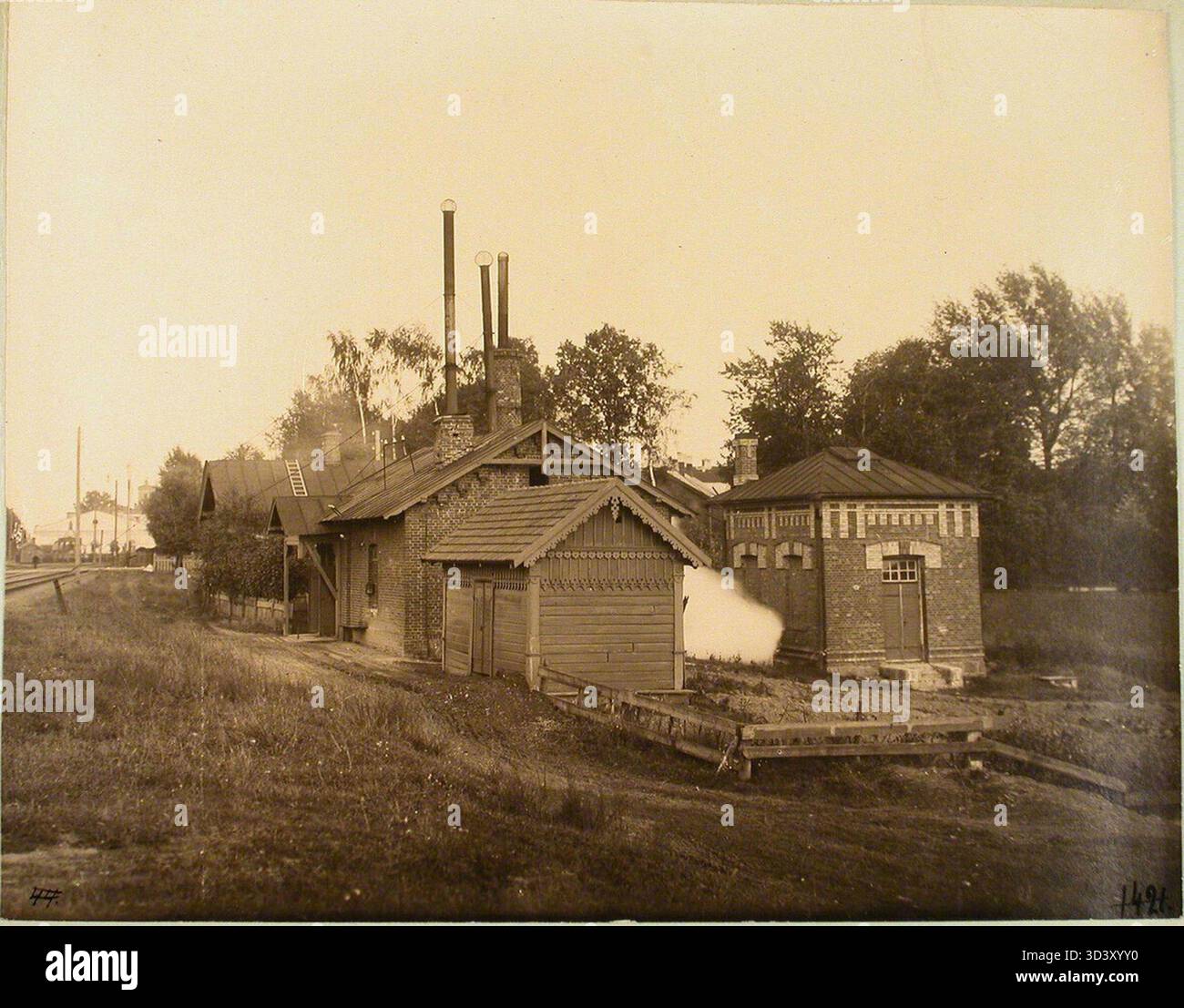 This image from circa 1900 depicts the Kybartai train station in ...