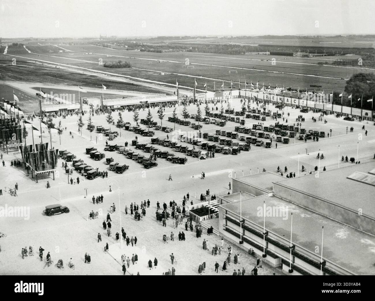 This image from the 1928 Amsterdam Olympic Games shows a parking lot ...