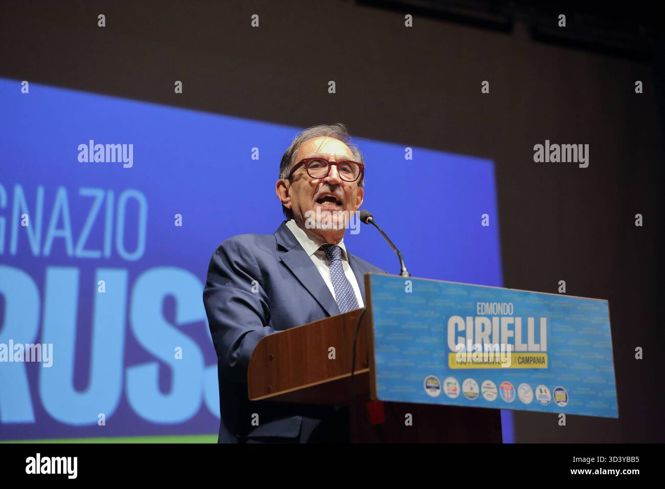 Regional elections of November 23,2025, for the President of the Campania Region. Center-right candidate Edmondo Cirielli is running.in photo La Russa - Stock Image