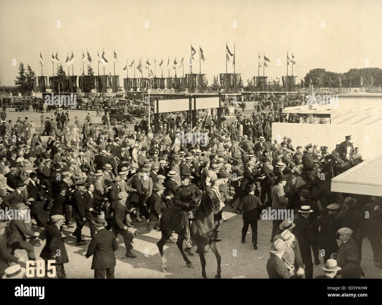 A bustling scene at the Olympic Stadium during the 1928 Amsterdam ...