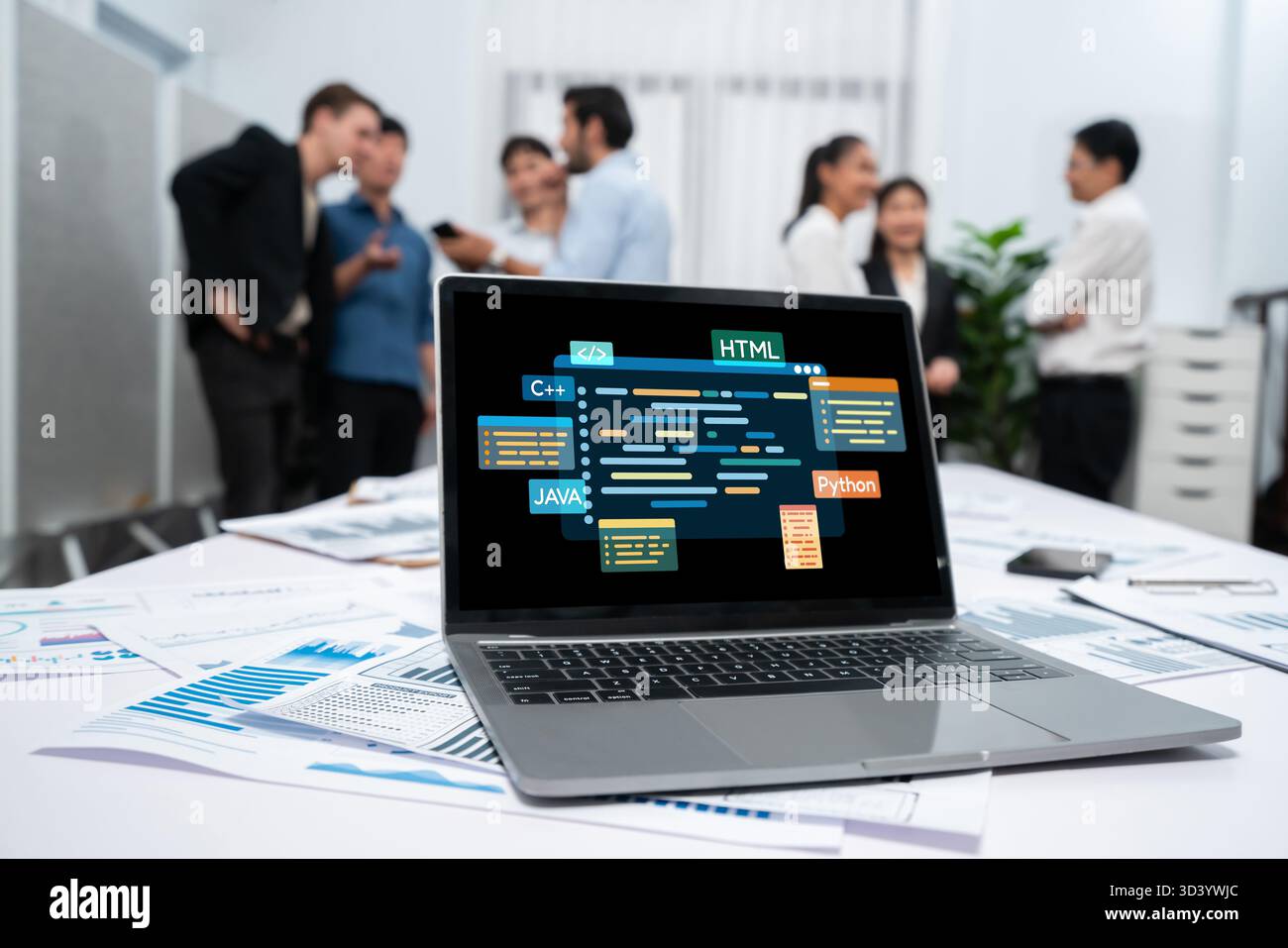 Software development or programming work with coding screen of various ...