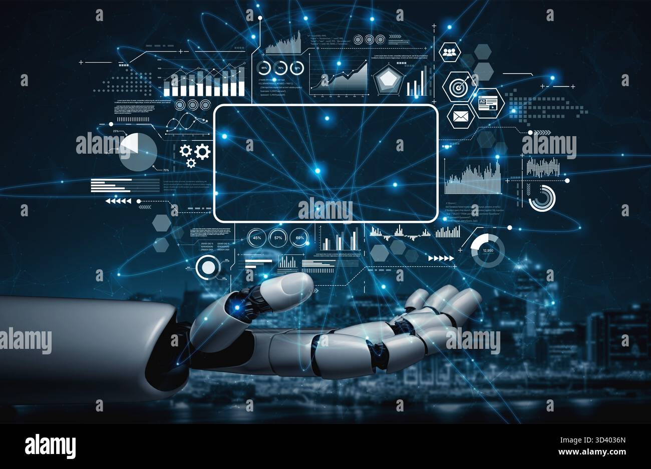 AI powers data analytics with predictive insights, smart dashboards, and real-time modeling for strategic decision-making. Artificial intelligence Stock Photo