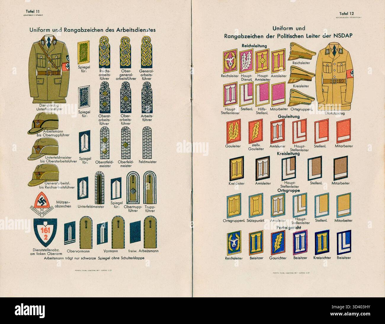 Uniforms and rank insignia of the reich labour service hi-res stock ...