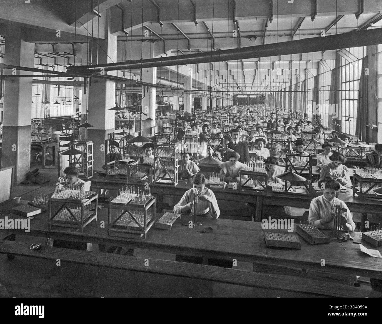 Women working at the Philips factory in Eindhoven, Netherlands, circa ...