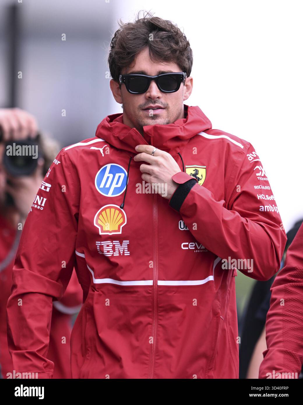 SAO PAULO, BRAZIL - NOVEMBER 07: Charles Leclerc of Ferrari arrives in