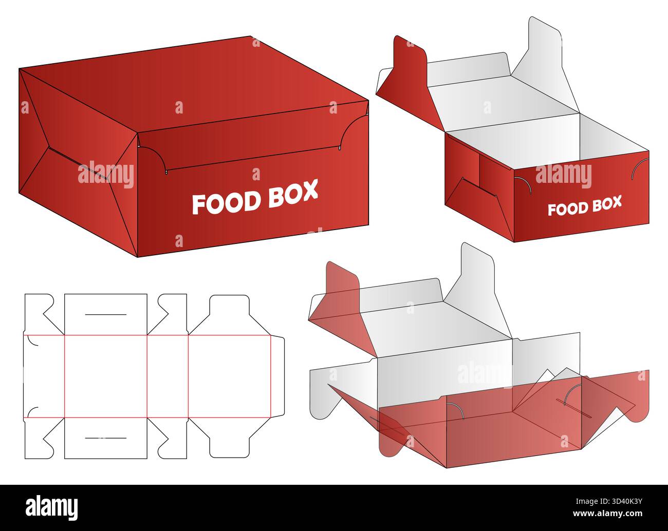 Food Packaging Box Dieline Vector with Foldable Layout and Die-Cut Template Stock Vector