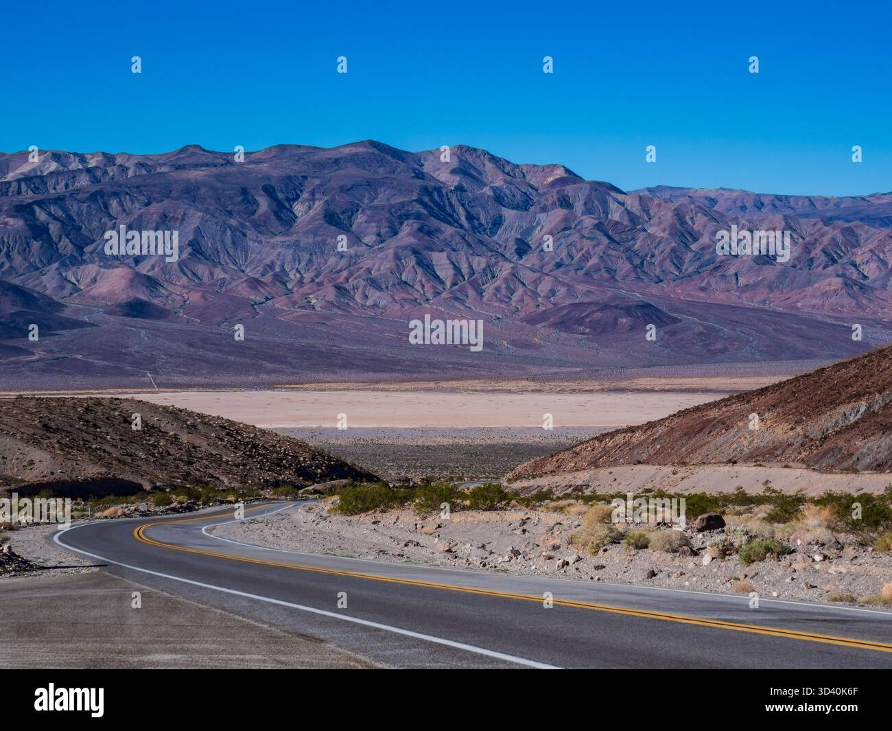 California Highway 190 below Towne Pass, Death Valley National Park, California. Stock Photo