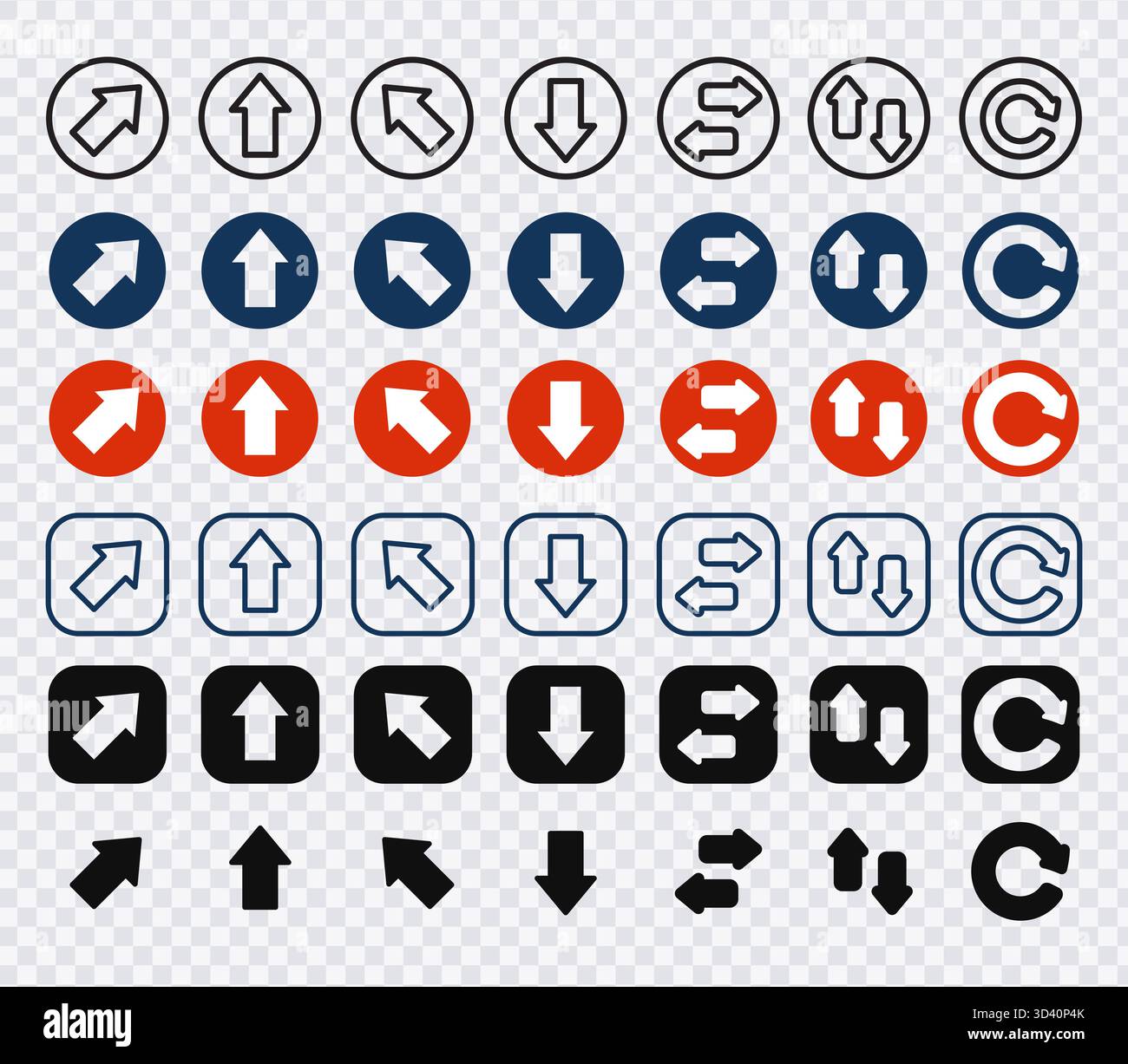 Collection of navigation arrows and refresh icons in various styles ...
