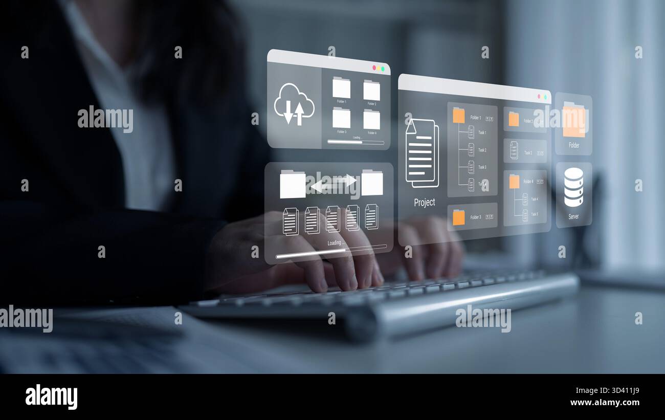 Digital folder organization improves server file structure, enhances workflow, and supports system management Parse Stock Photo