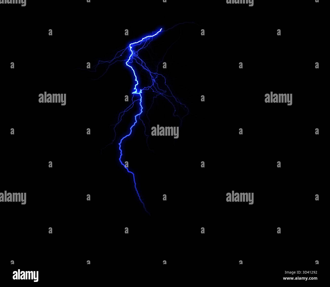 A powerful, luminous lightning bolt illuminates the dark, creating a ...