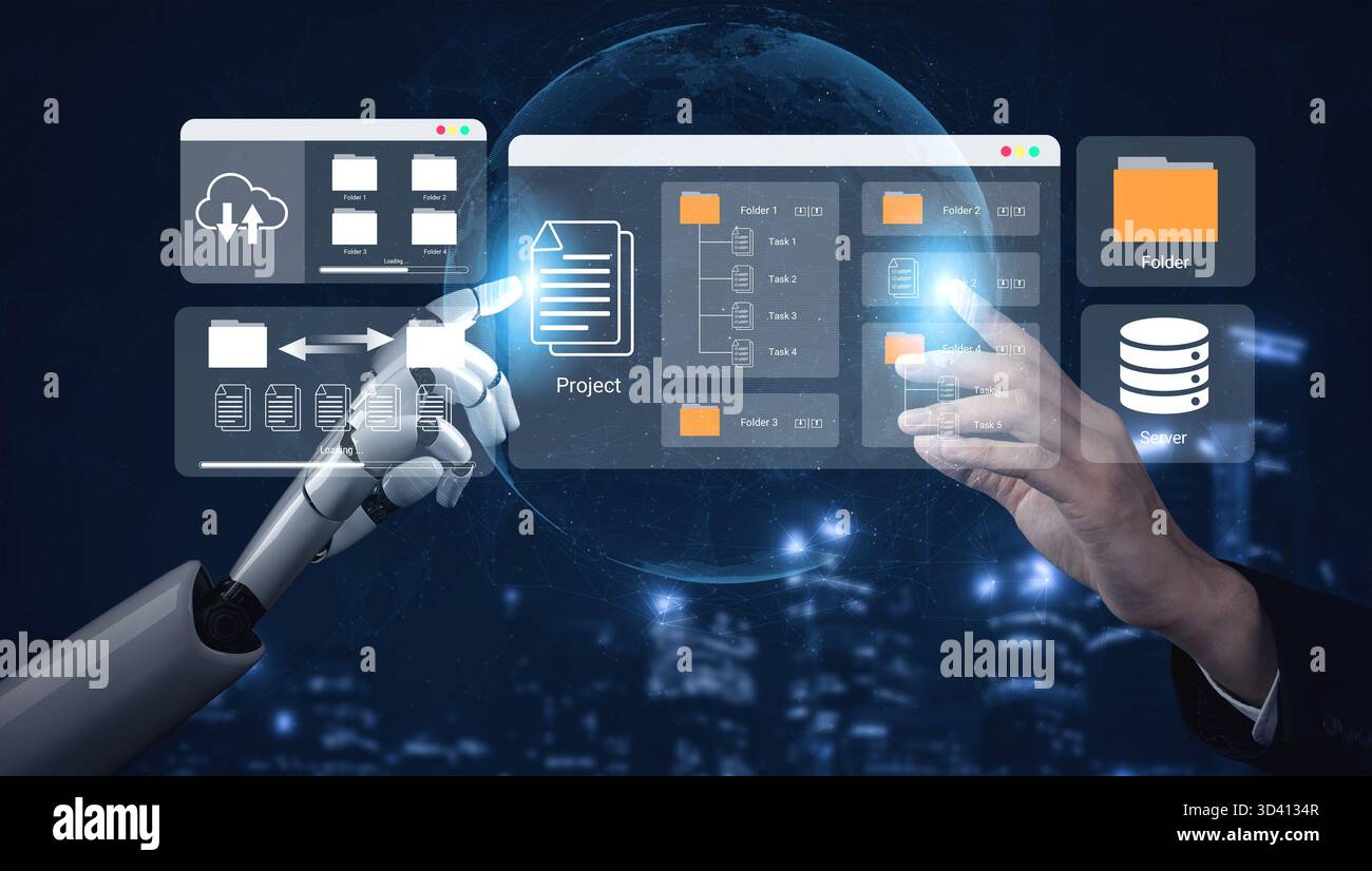 Artificial intelligence supports digital folder and server file organization for improved workflow and structure Parse Stock Photo