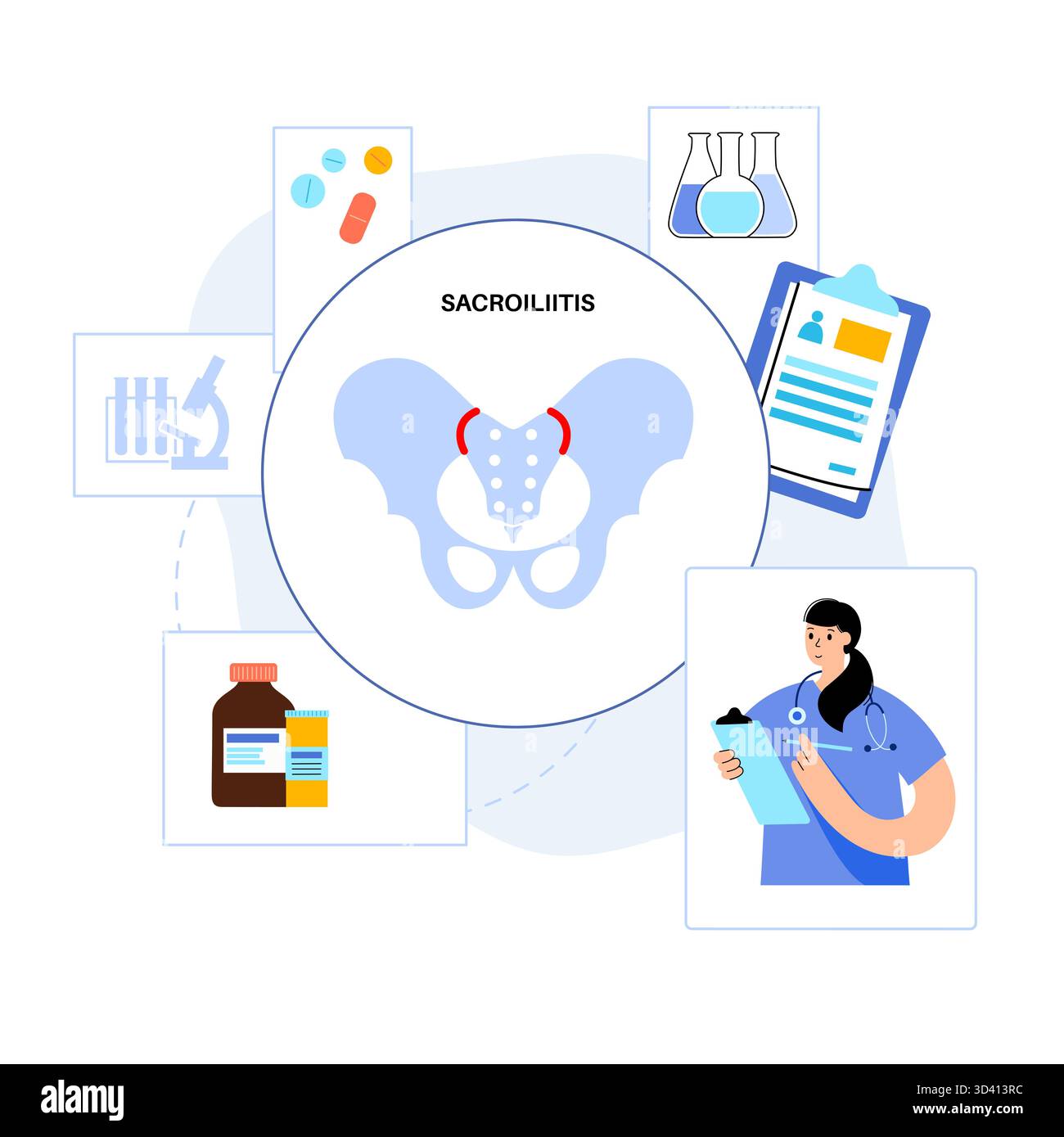 Image showcasing Illustration of sacroiliitis treatment. Sacroiliitis is an inflammatory ...