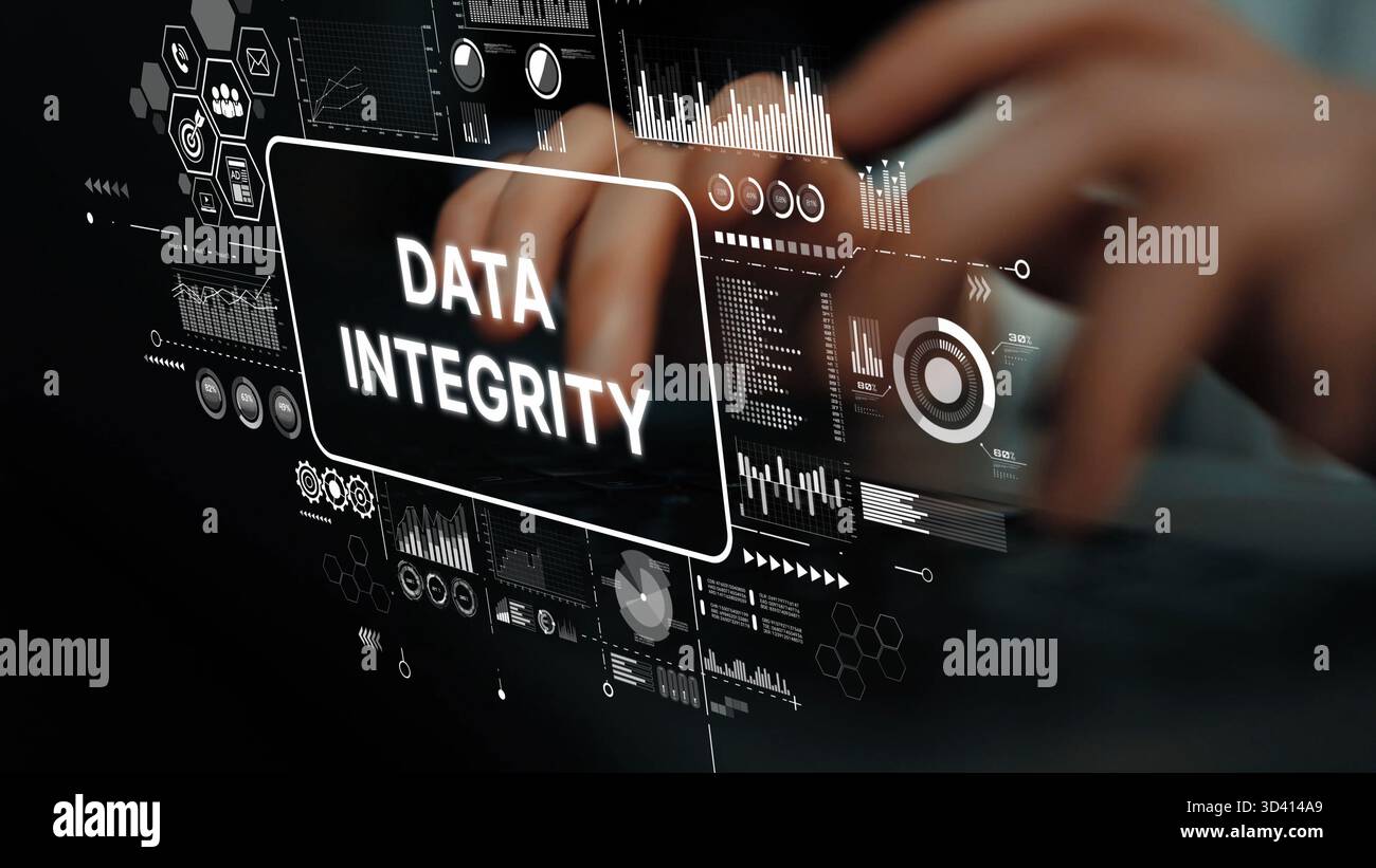 Statistical Integrity Data Integrity Concept with Digital Interface, Statistical Graphs, and ...