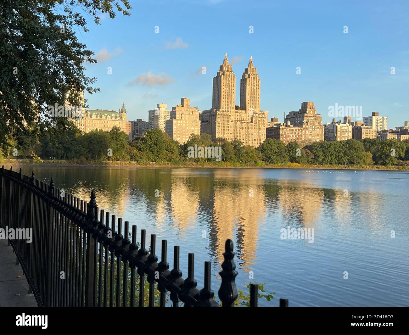 Central Park landscape with city skyline, showing seasonal changes. - Smartphone Captured Stock Image