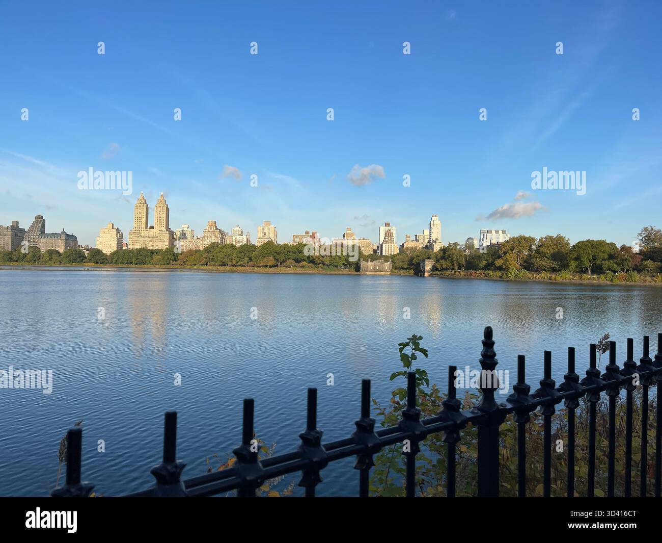 Central Park landscape with city skyline, showing seasonal changes. - Smartphone Captured Stock Image
