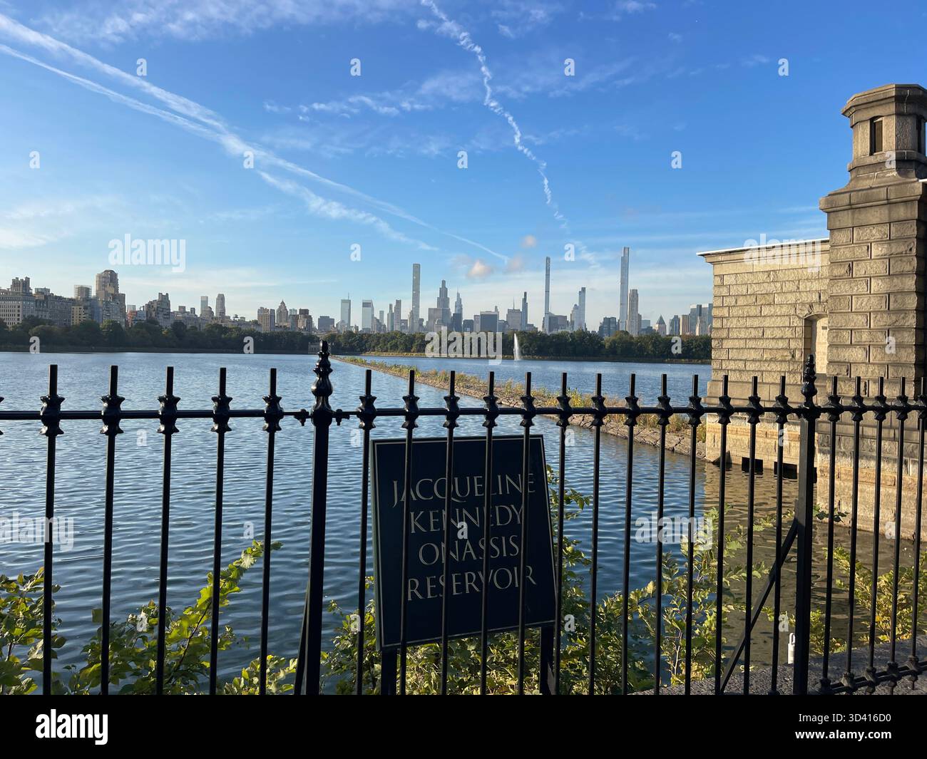 Central Park landscape with city skyline, showing seasonal changes. - Smartphone Captured Stock Image