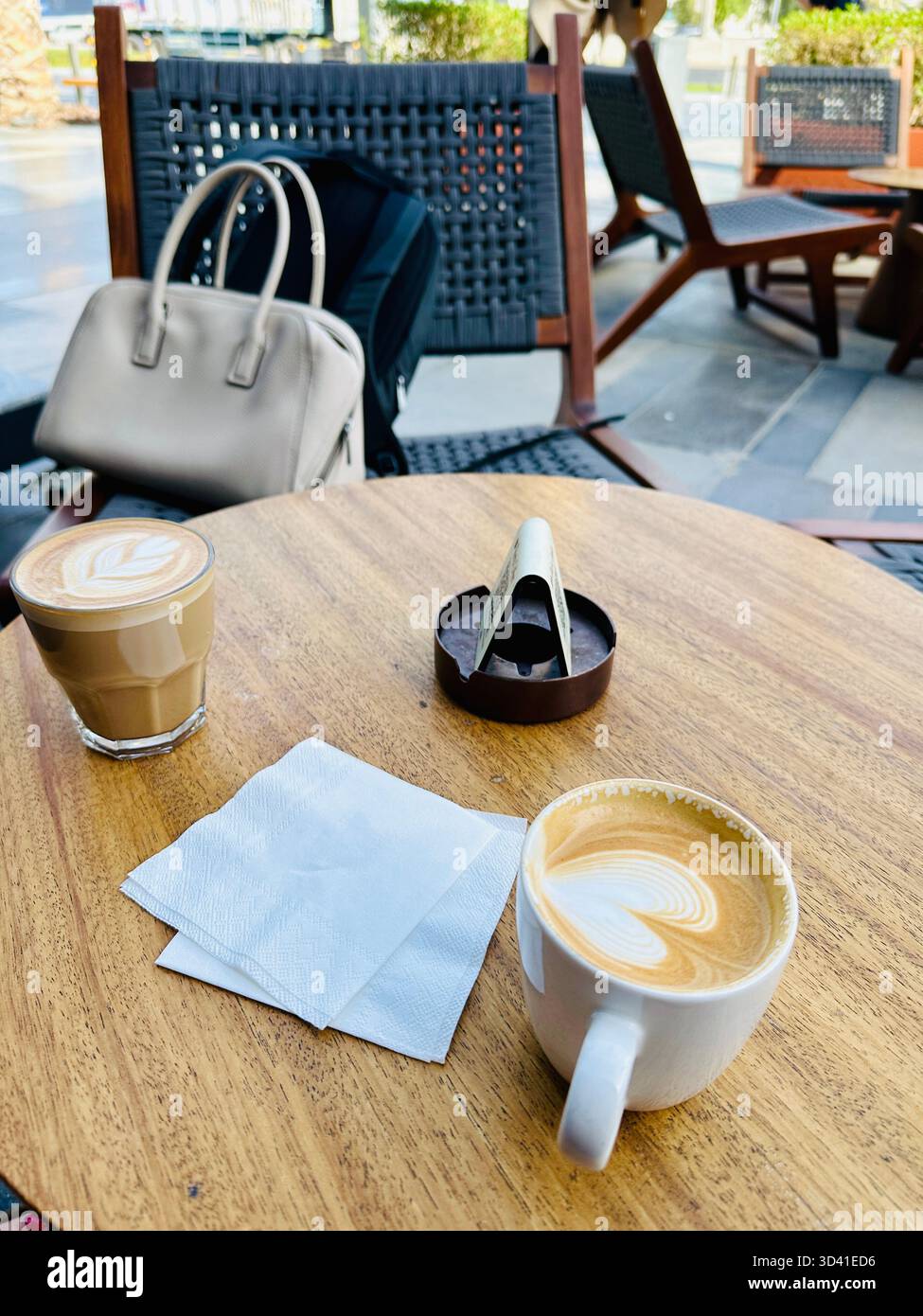 Morning coffee outside cafe Dubai - Smartphone Captured Stock Image