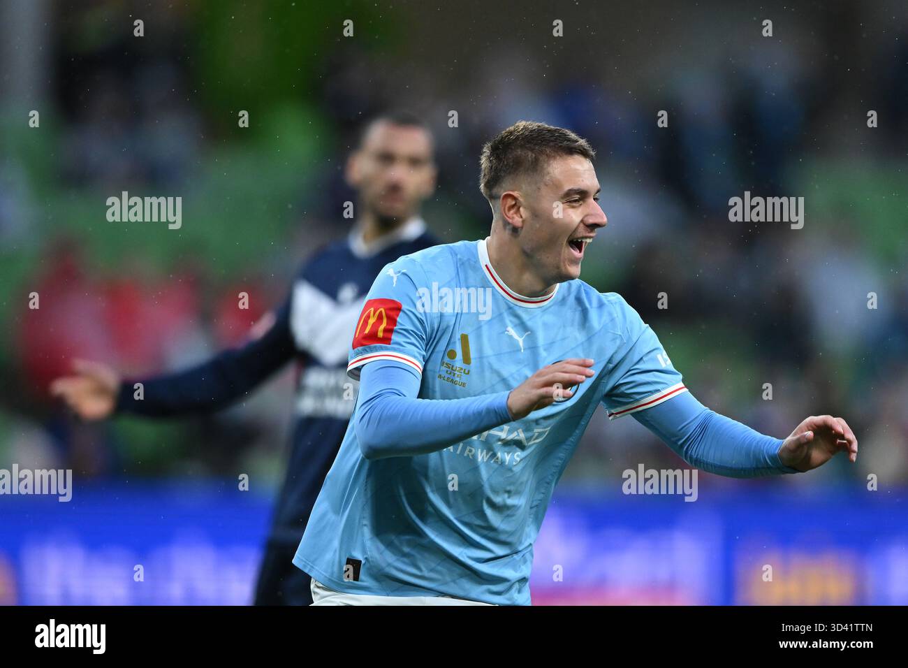 Max Caputo of Melbourne City reacts after kicking a goal during the A ...
