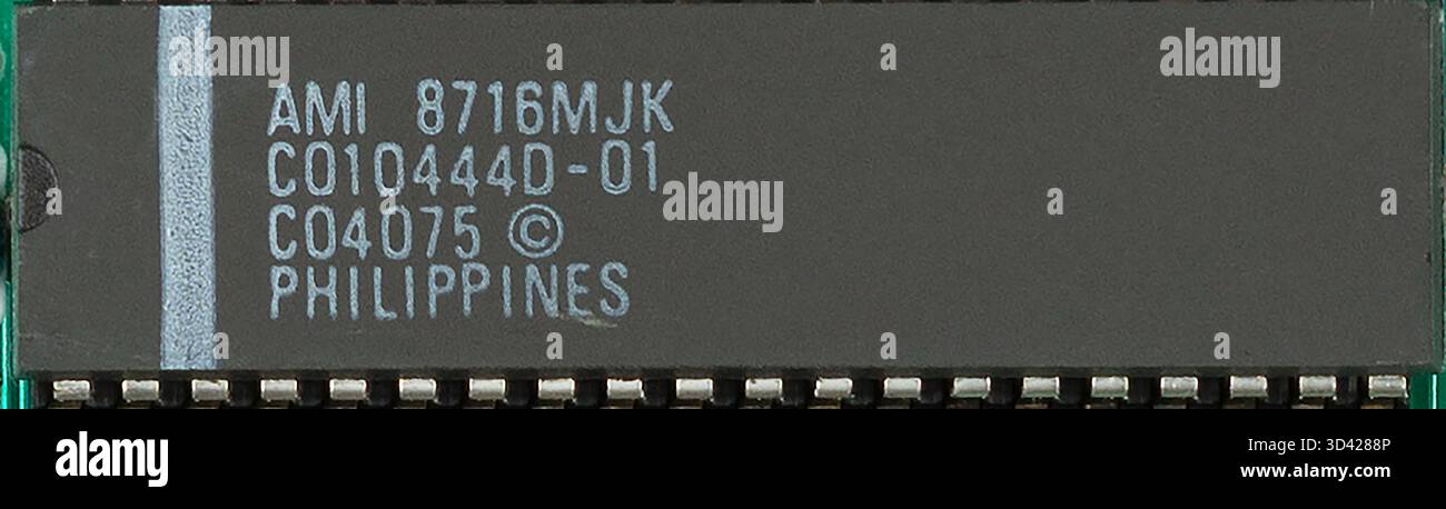 AMI POKEY integrated circuit (IC) chip, also known as the Pot Keyboard Integrated Circuit, for Atari 5200 Stock Photo
