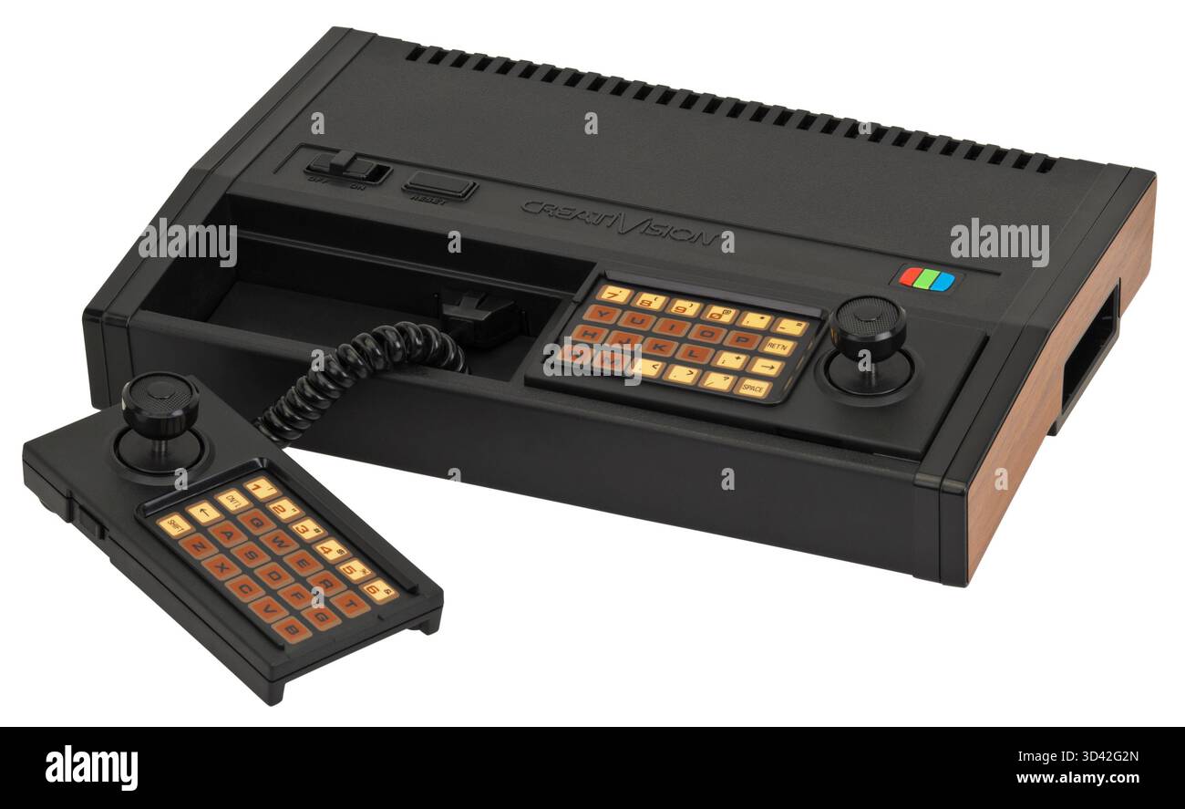 1982 VTech CreatiVision hybrid computer and home video game console with controller,Hong Kong Stock Photo