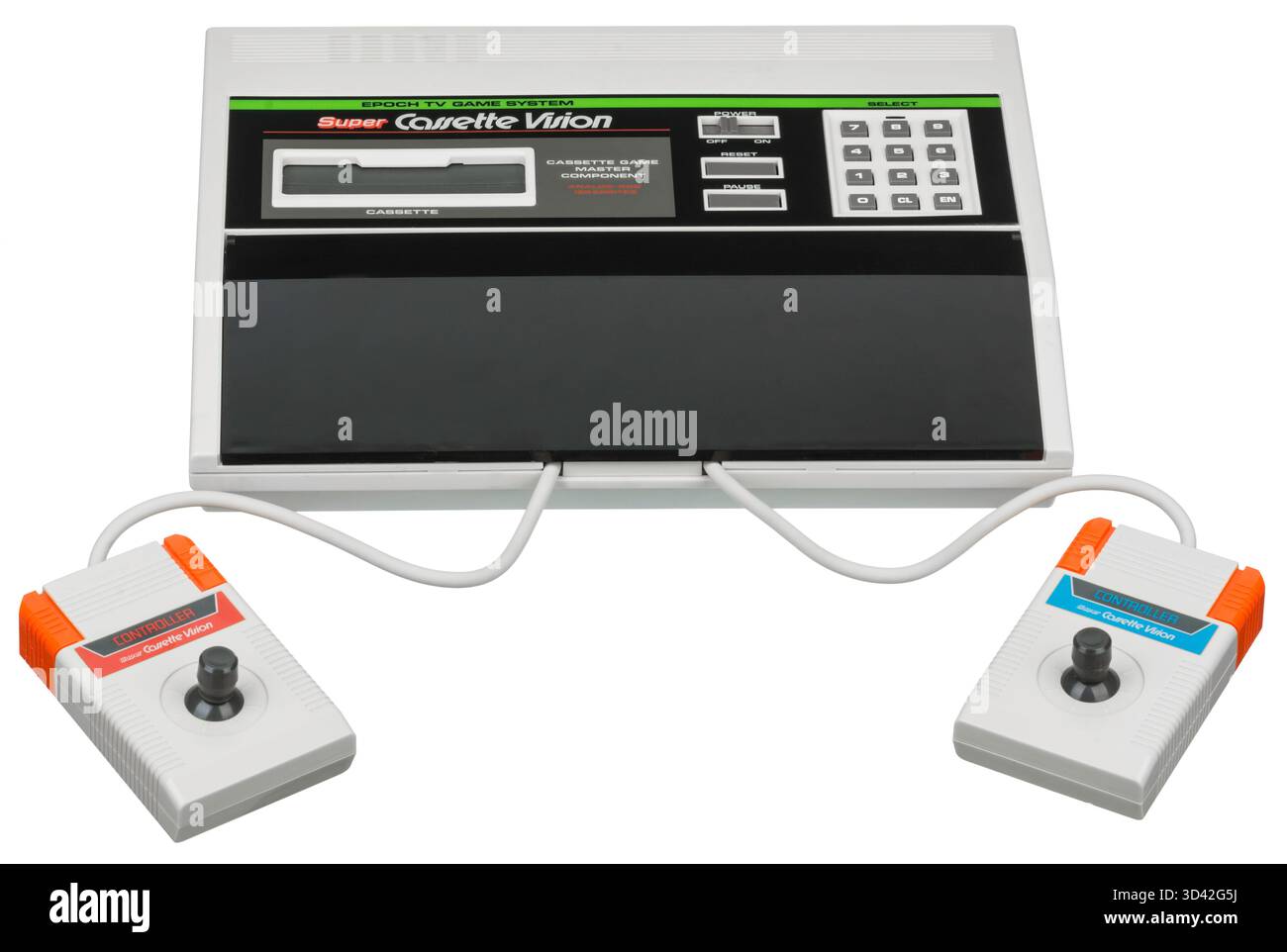 1984 Epoch Super Cassette Vision, an 8-bit home video game console with dual controllers Stock Photo