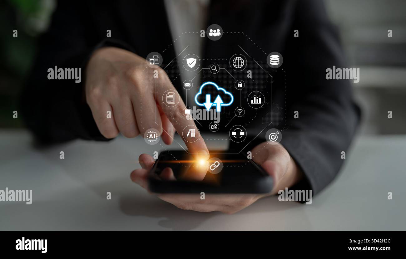 Cloud storage improves digital file management, enhances data access, and supports secure collaboration Parse Stock Photo