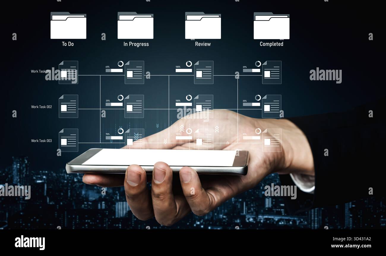 Task workflow system showing document progress through stages. Task ...