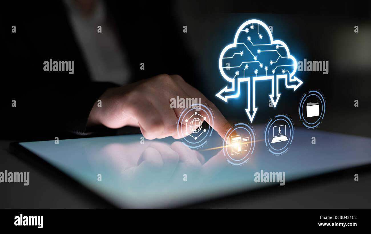 Cloud computing enables digital growth with secure data storage, scalable infrastructure, and strategic cloud-based business solutions. Latch Stock Photo
