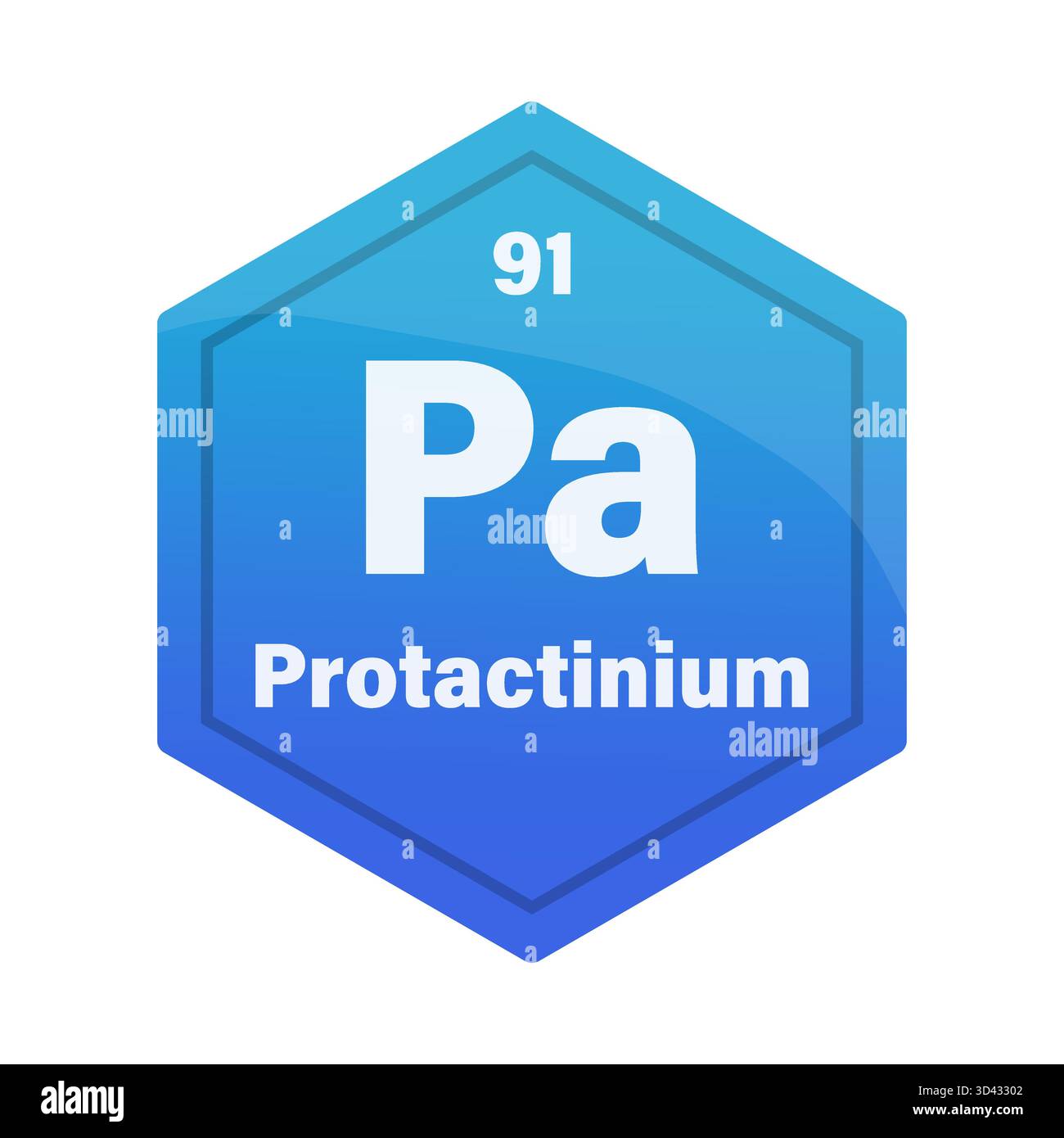 Protactinium chemical element tile. Atomic number 91. Pa chemical sign ...