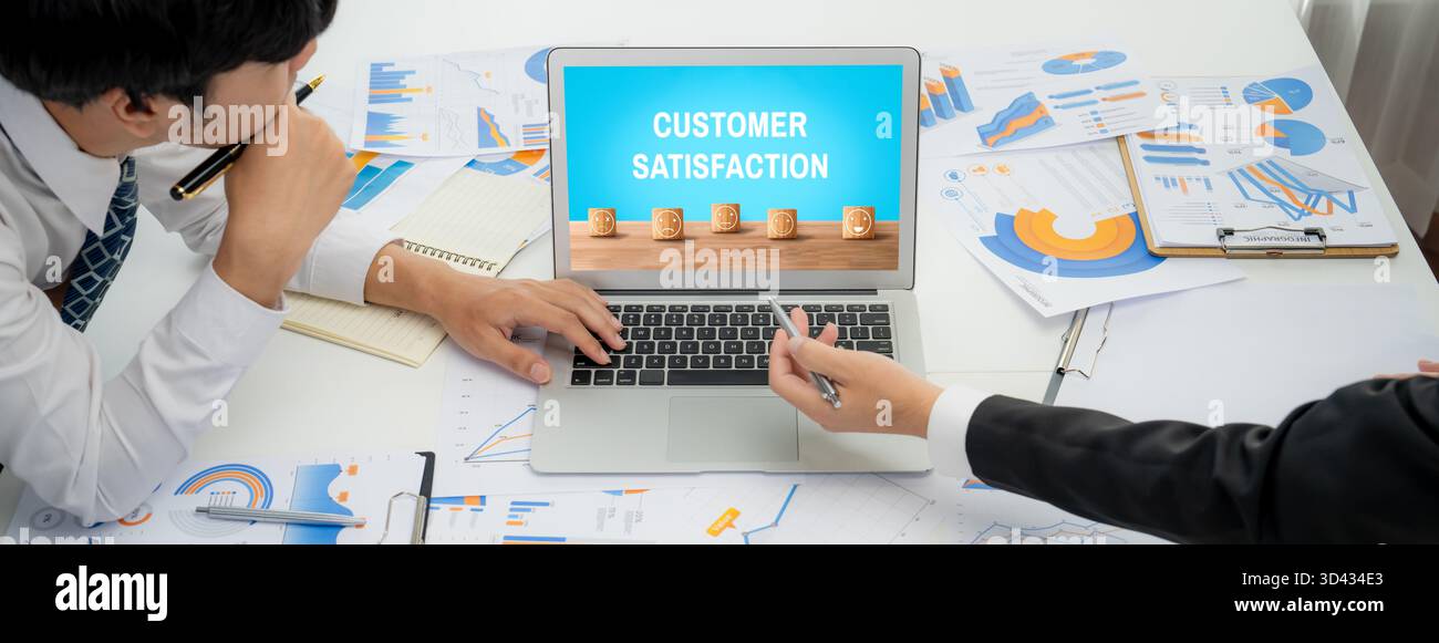Customer satisfaction and evaluation analysis on brisk software computer for marketing strategy planning Stock Photo