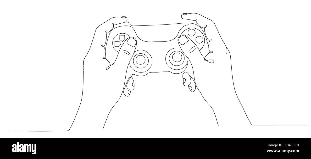 A single continuous line drawing of a gaming joystick. A game joystick ...