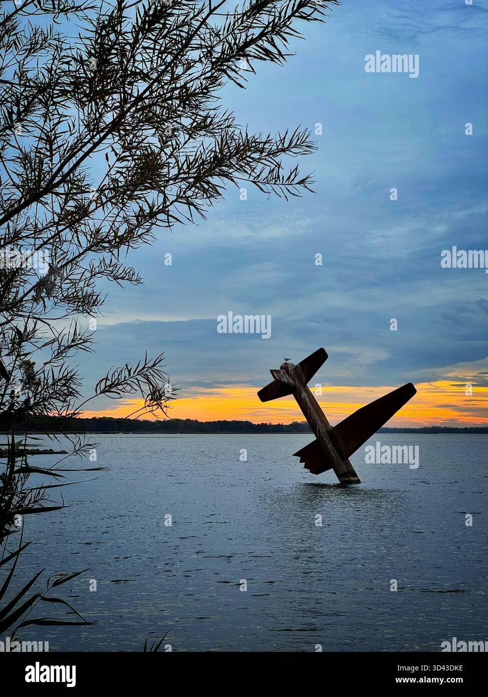 Sculpture by Arend Kleinpaste - Memorial to Allied Fliers in Harderwijk, Netherlands, dusk. - Smartphone Captured Stock Image