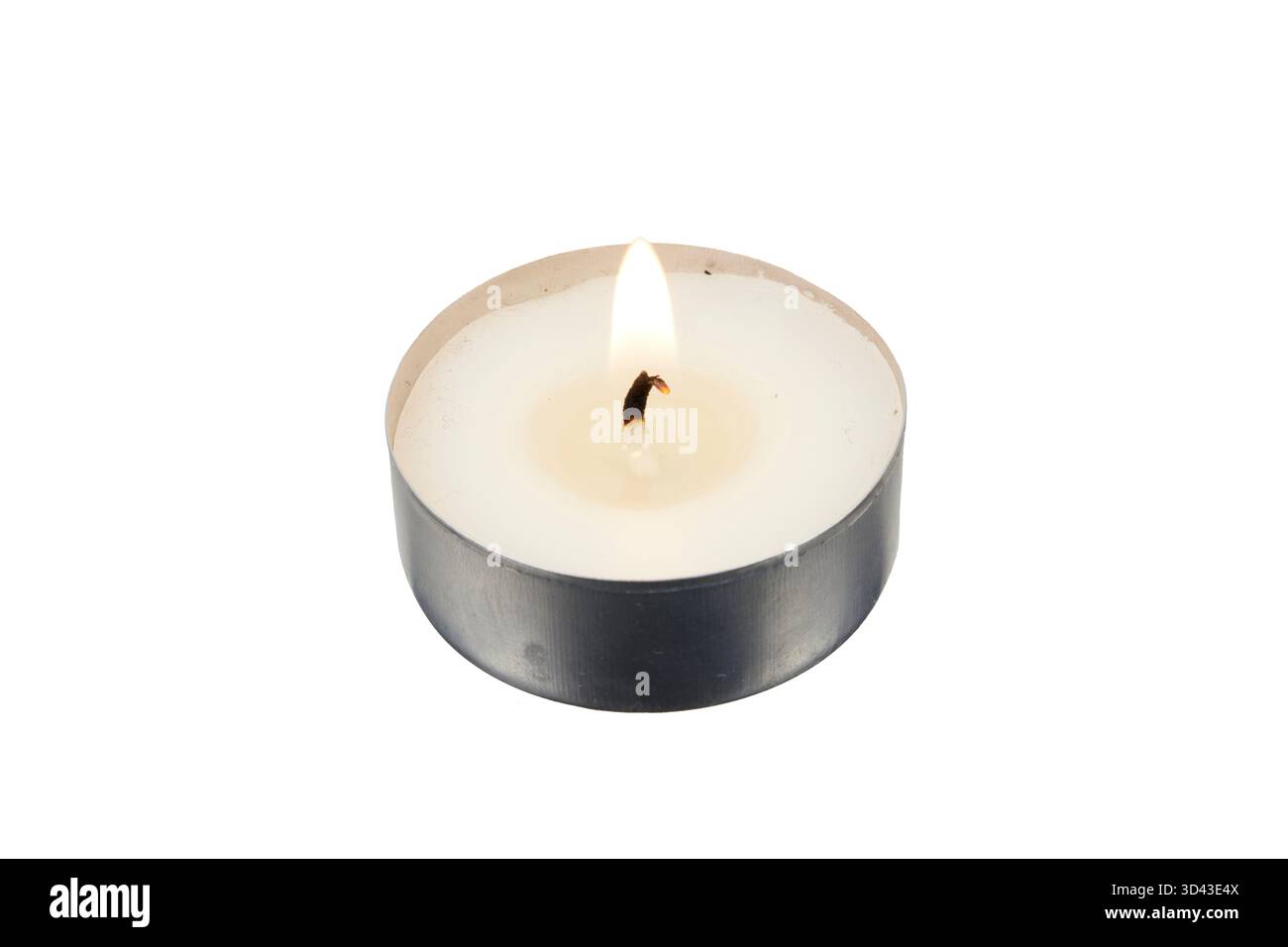 burning candle tea light isolated on white Stock Photo