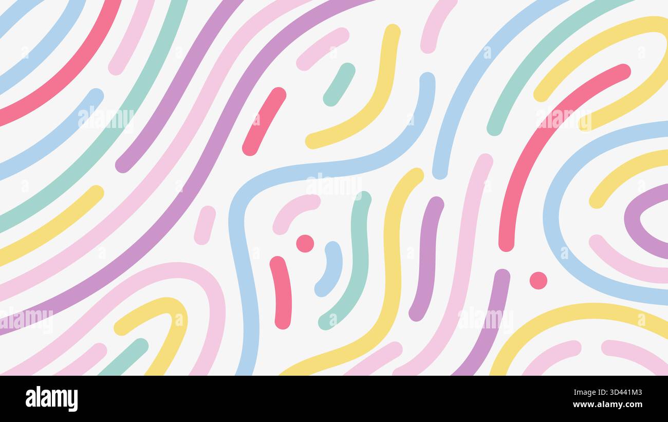 Pastel Line Design Colorful Background in Cute Pastel Line Pattern Abstract Wavy Curved ...