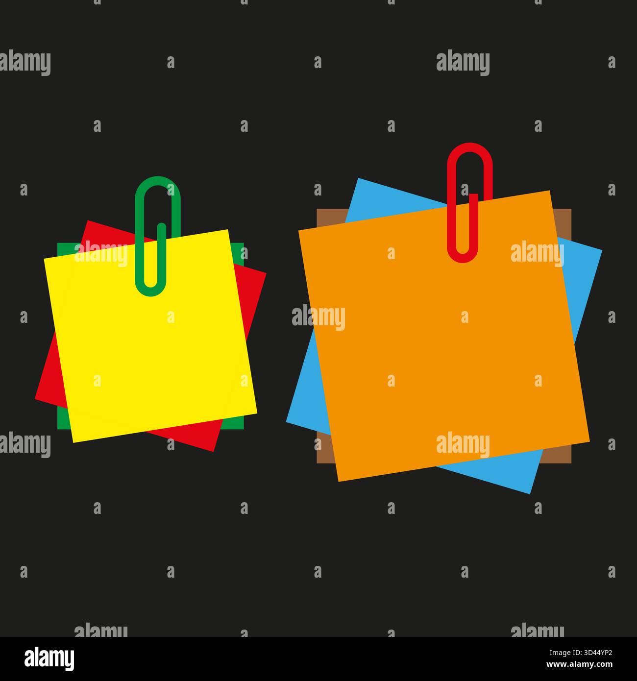 Sticky note paper. Office reminder Vector. Bright memo stack. Colorful square element. EPS 10. Stock Vector