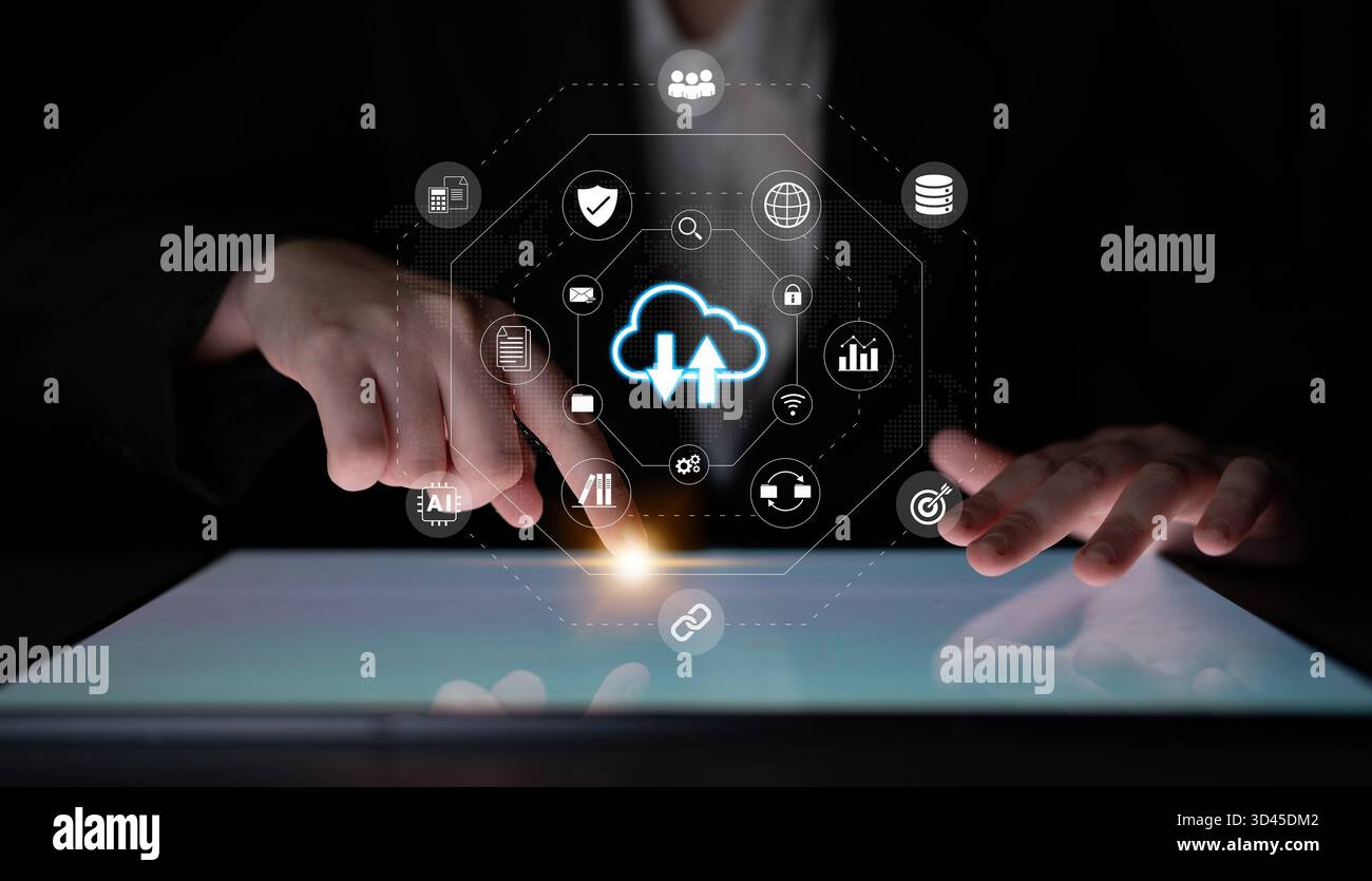Cloud storage improves digital file management, enhances data access, and supports secure collaboration Parse Stock Photo